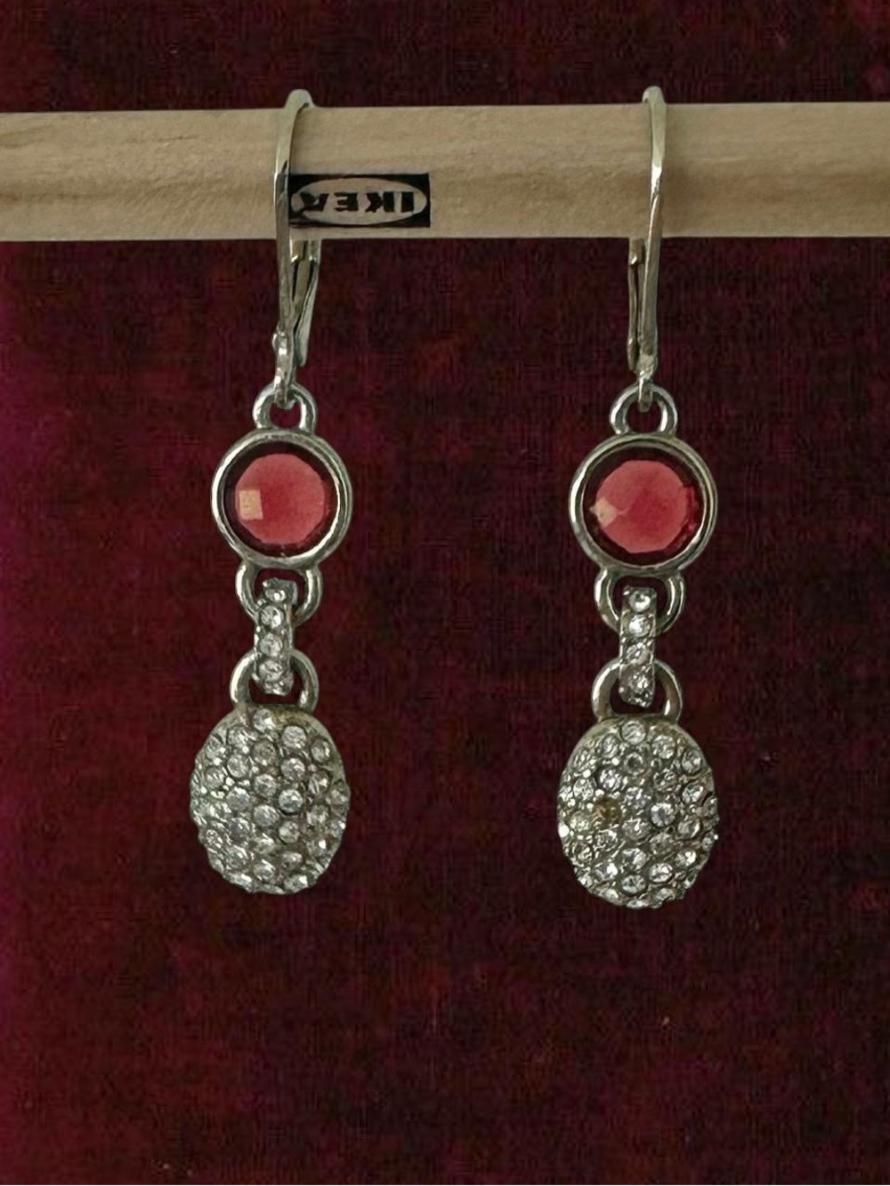 Vintage Red & Silver Earrings